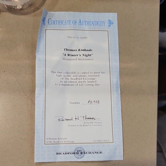 Thomas Kinkade Illuminated Musical Table Topper A Winters Night 1990's - Picture 9 of 11